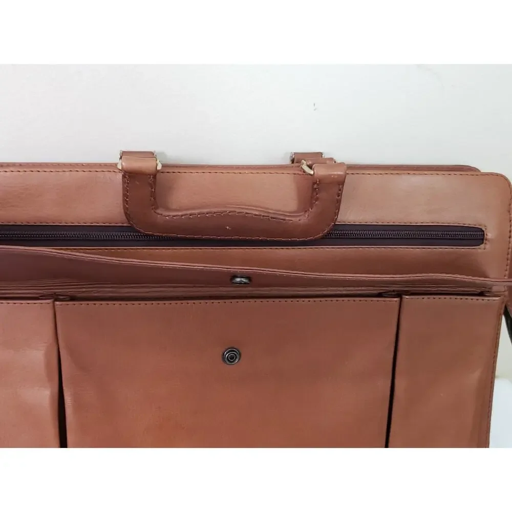 Jugar Genuine Leather Messenger Shoulder Briefcase Men's Laptop Travel Brown